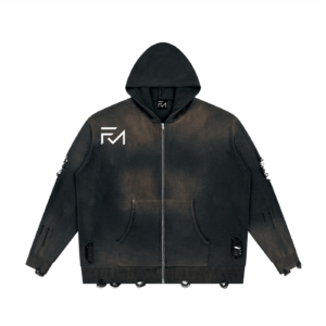 Unisex Distressed Full Zip Sweater